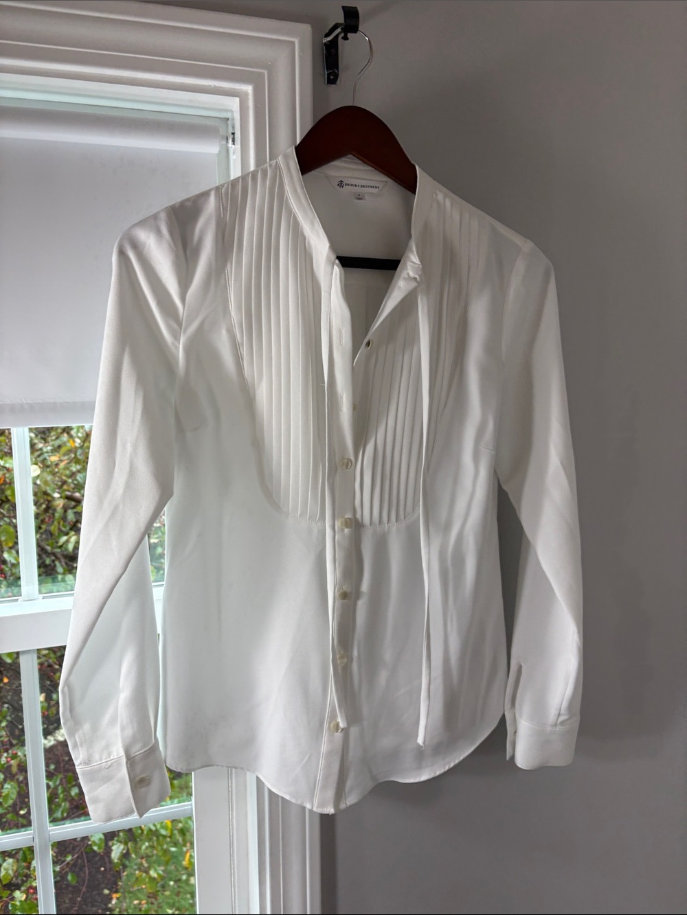 Brooks Brothers White Pleated Bib Women's Blouse